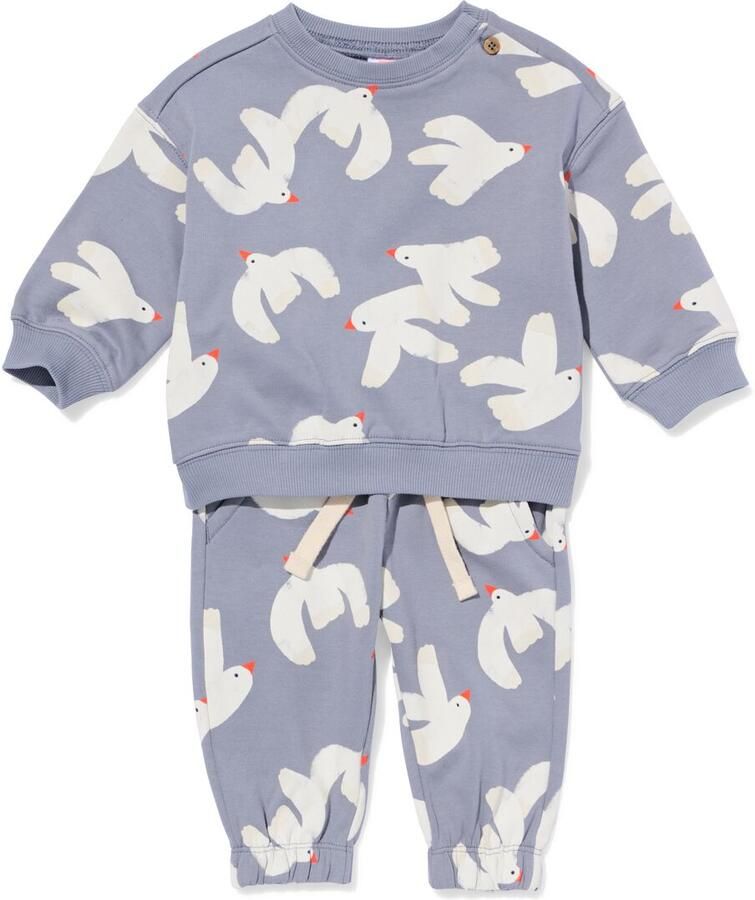 HEMA Baby Kleding Sweatset Vogels Blauw (blauw) - Foto 2