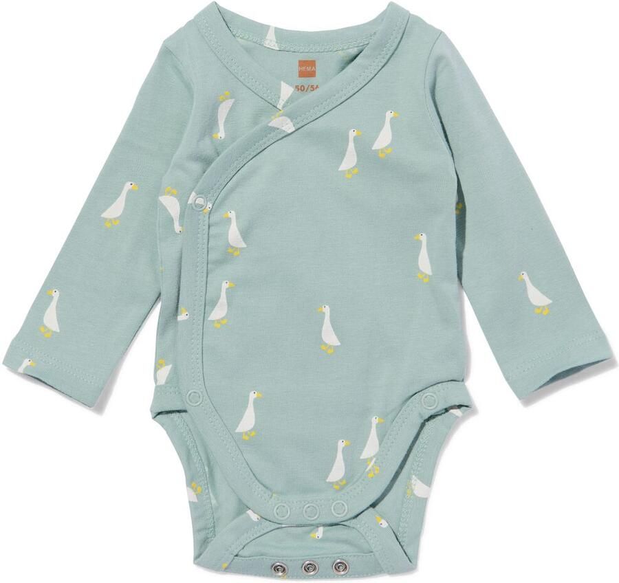 HEMA Baby Meegroei Overslagromper Jersey Ganzen Lichtblauw