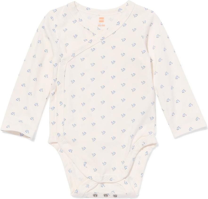 HEMA Baby Meegroei Overslagromper Rib Bloe Ecru