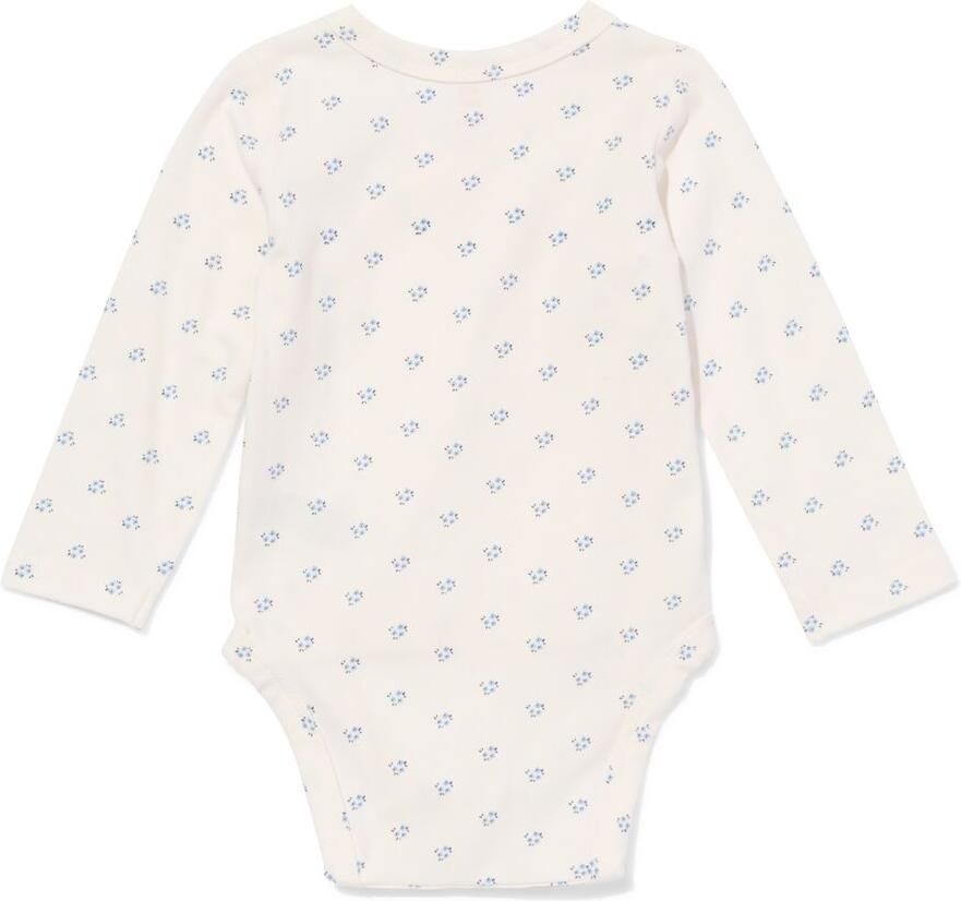 HEMA Baby Meegroei Overslagromper Rib Bloe Ecru - Foto 2