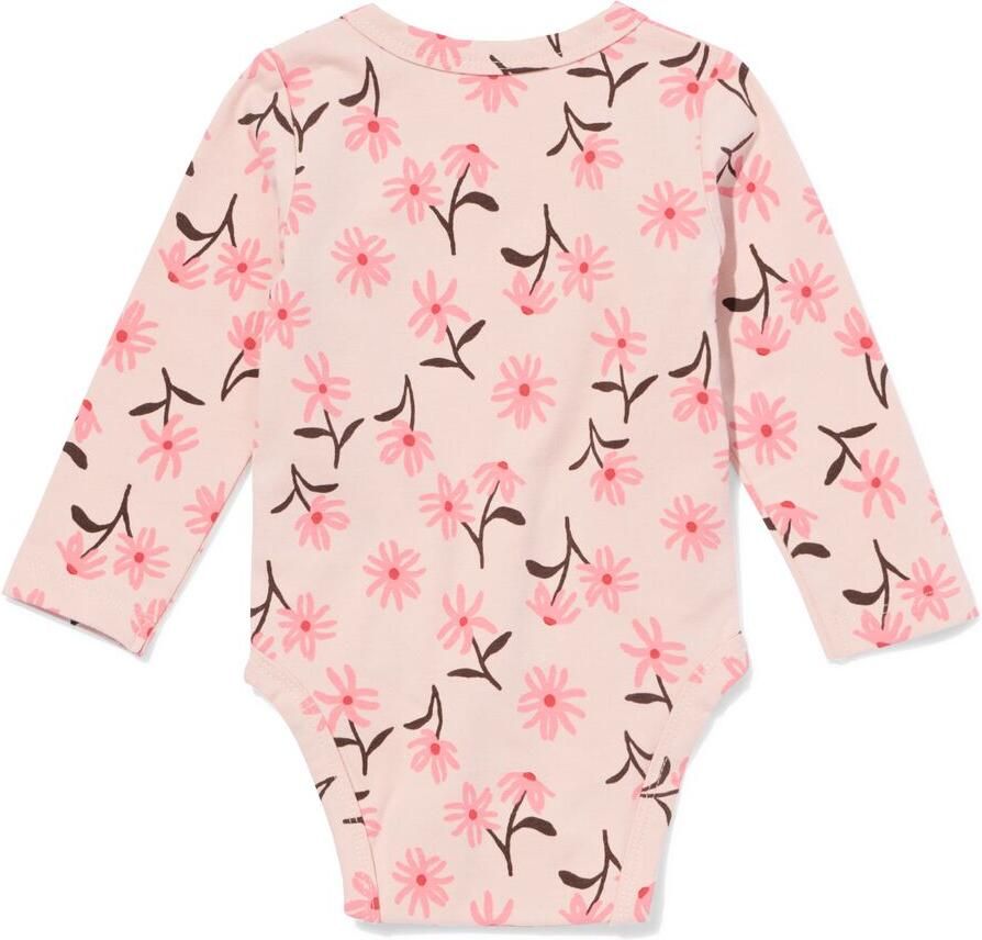 HEMA Baby Meegroei Overslagromper Rib Bloe Roze - Foto 2