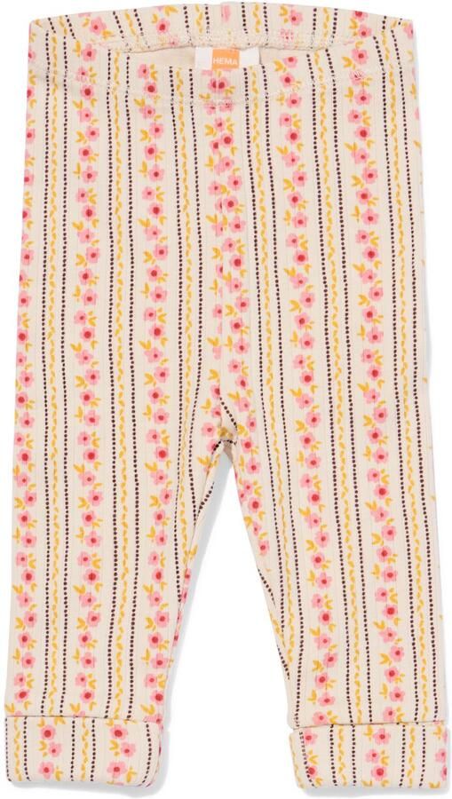 HEMA Baby Meegroeilegging Aansluitend Rib Bloemen Ecru (ecru)