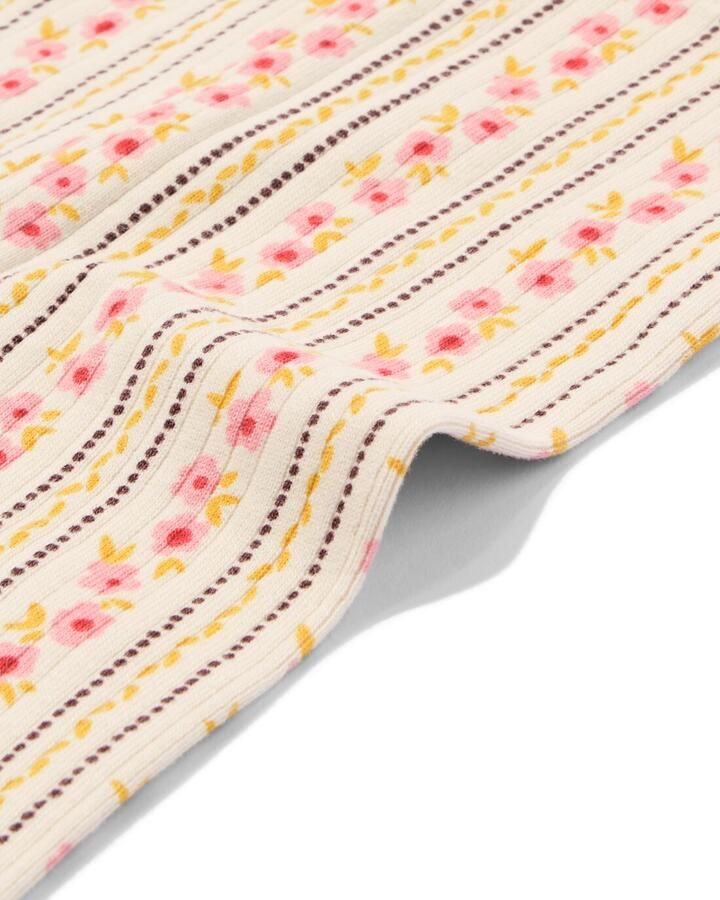 HEMA Baby Meegroeilegging Aansluitend Rib Bloemen Ecru (ecru) - Foto 2