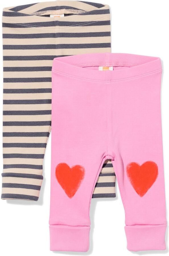 HEMA Baby Meegroeileggings Rib Hartjes Roze (roze) - Foto 2