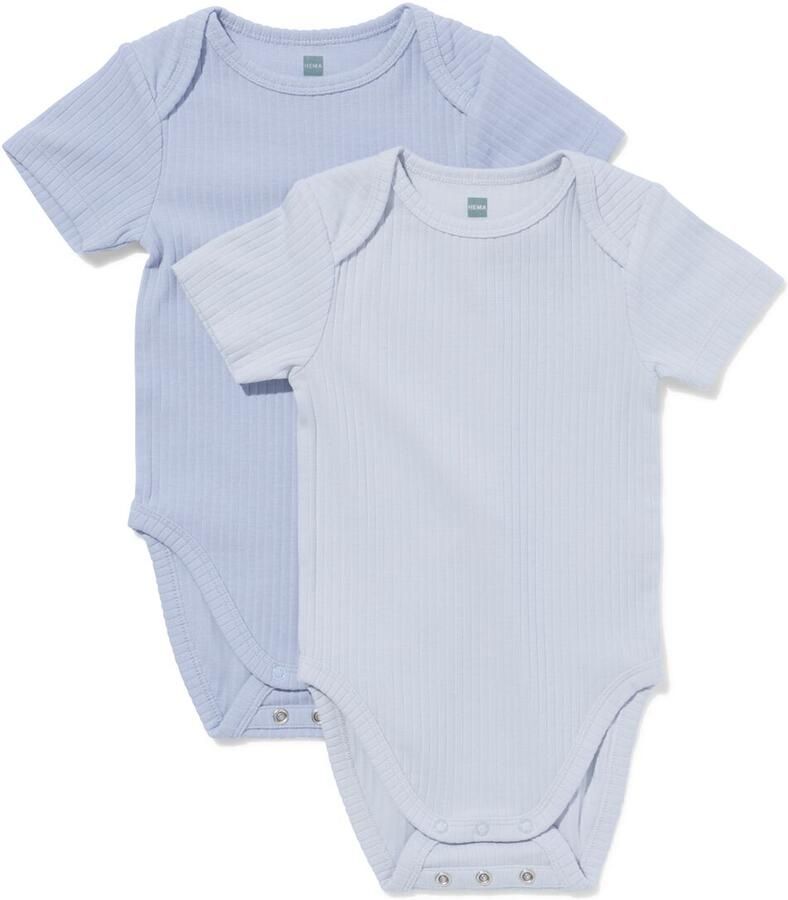 HEMA Baby Meegroeiromper LENZING™ ECOVERO™ Rib 2 Stuks Blauw (blauw)