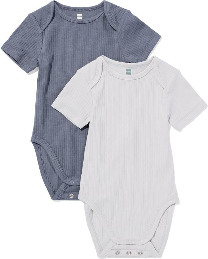 HEMA Baby Meegroeiromper LENZING™ ECOVERO™ Rib 2 Stuks Lichtgrijs (lichtgrijs) - Foto 2
