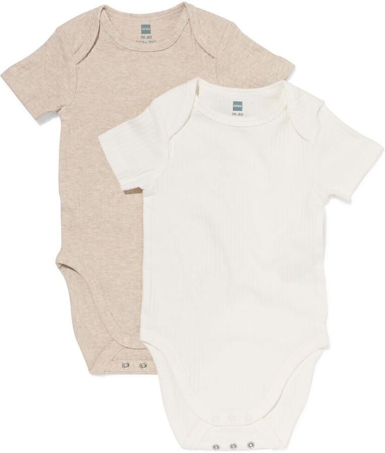HEMA Baby Meegroeiromper LENZING™ ECOVERO™ Rib 2 Stuks Naturel (naturel) - Foto 2