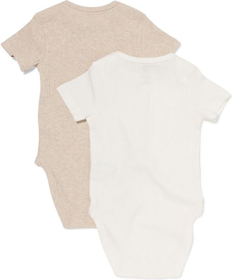 HEMA Baby Meegroeiromper LENZING™ ECOVERO™ Rib 2 Stuks Naturel (naturel)