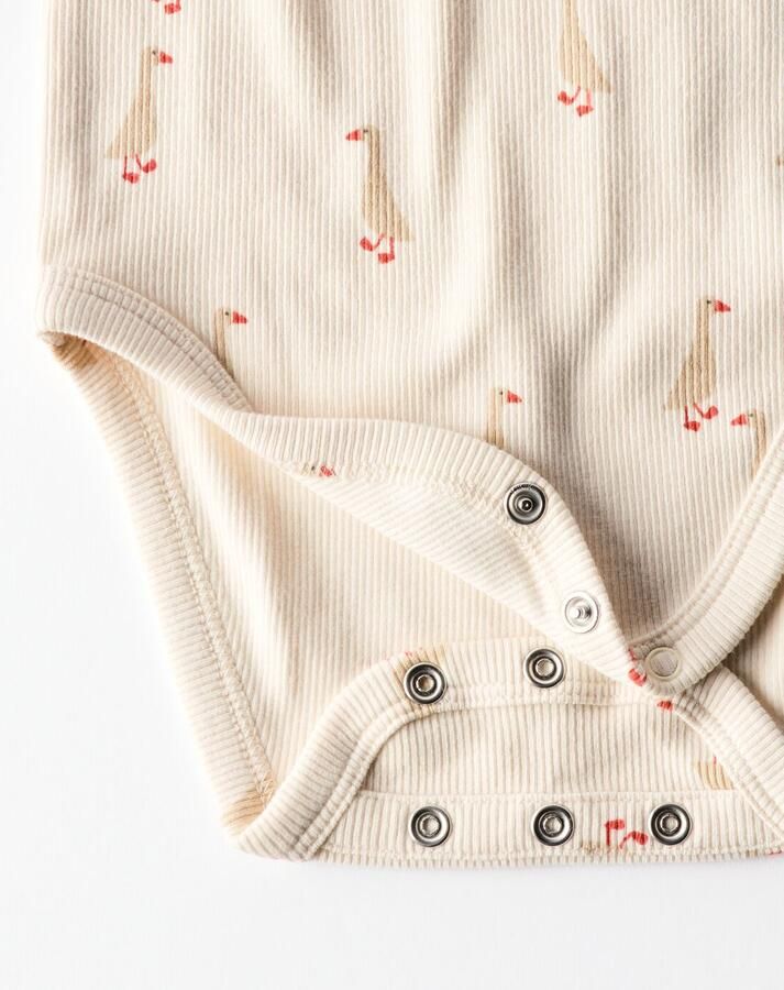 HEMA Baby Meegroeiromper LENZING™ ECOVERO™ Rib Dieren Creme - Foto 2