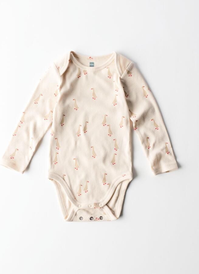 HEMA Baby Meegroeiromper LENZING™ ECOVERO™ Rib Dieren Creme
