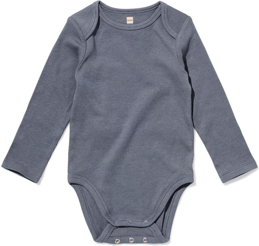 HEMA Baby Meegroeiromper LENZING™ ECOVERO™ Rib Donkergrijs (donkergrijs)