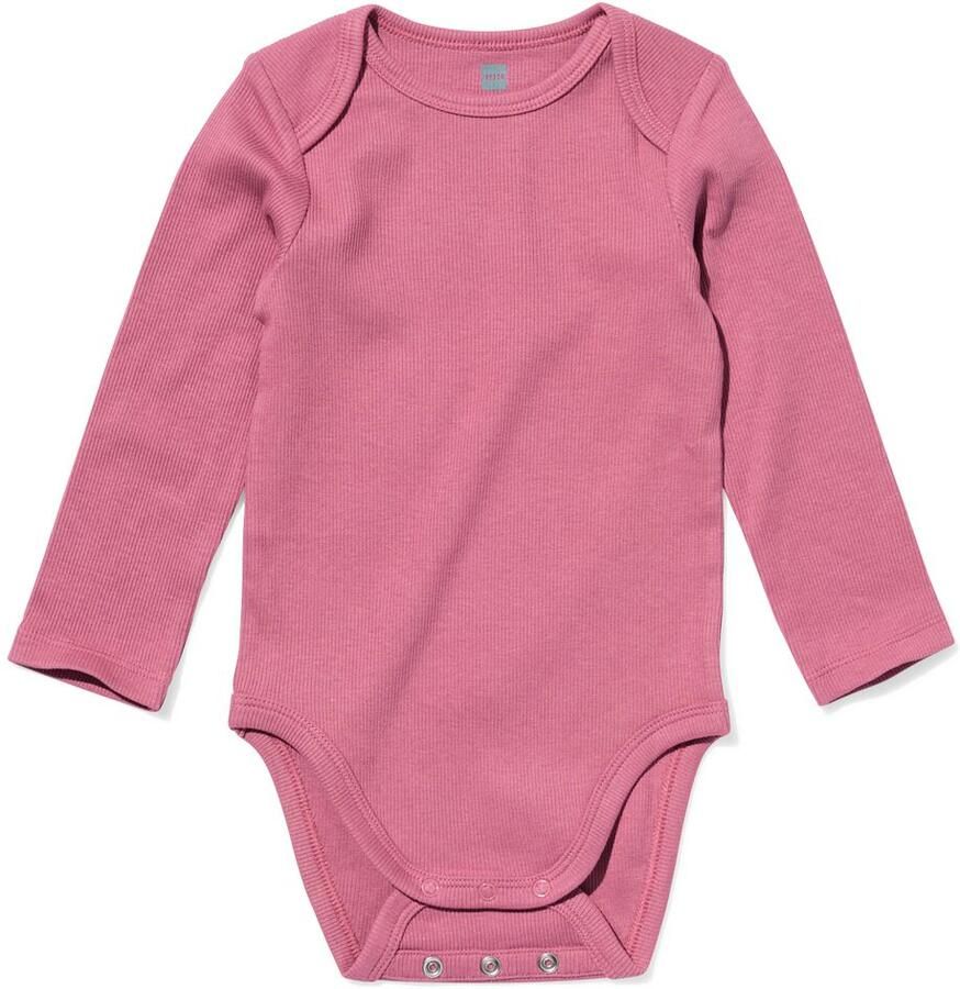 HEMA Baby Meegroeiromper LENZING™ ECOVERO™ Rib Donkerroze (donkerroze)