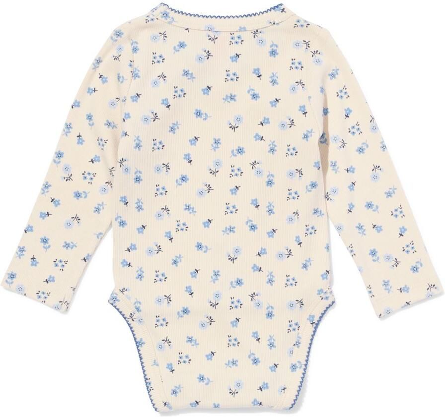 HEMA Baby Meegroeiromper Rib Bloemen Gebroken Wit (gebroken wit)
