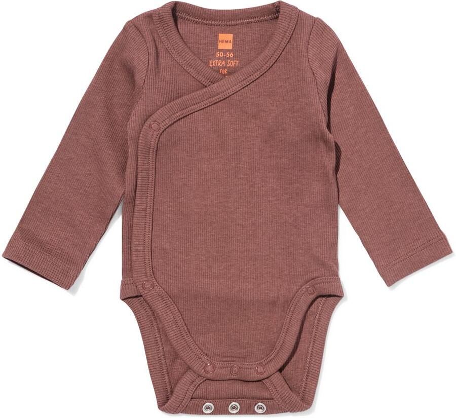 HEMA Baby Meegroeiromper Rib Bruin (bruin)