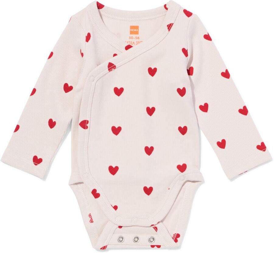 HEMA Baby Meegroeiromper Rib Hartjes Lila (lila)