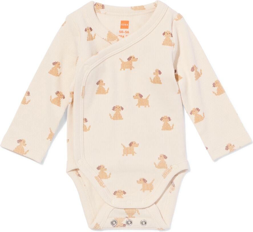 HEMA Baby Meegroeiromper Rib Honden Grijs (grijs)