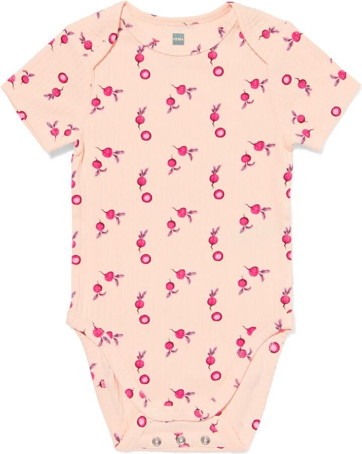 HEMA Baby Meegroeiromper Rib Radijs Perzik (perzik)