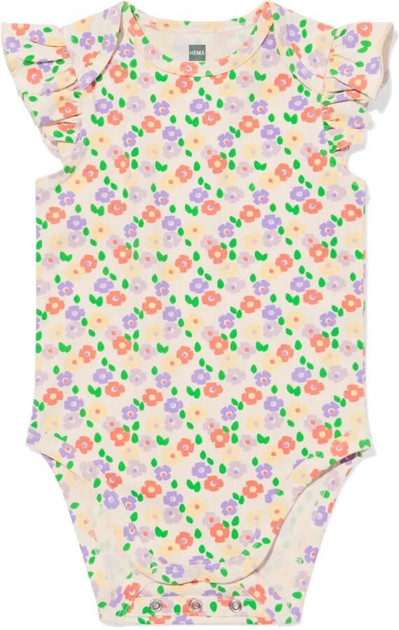 HEMA Baby Meegroeiromper Ruches Bloemen Gebroken Wit (gebroken wit)