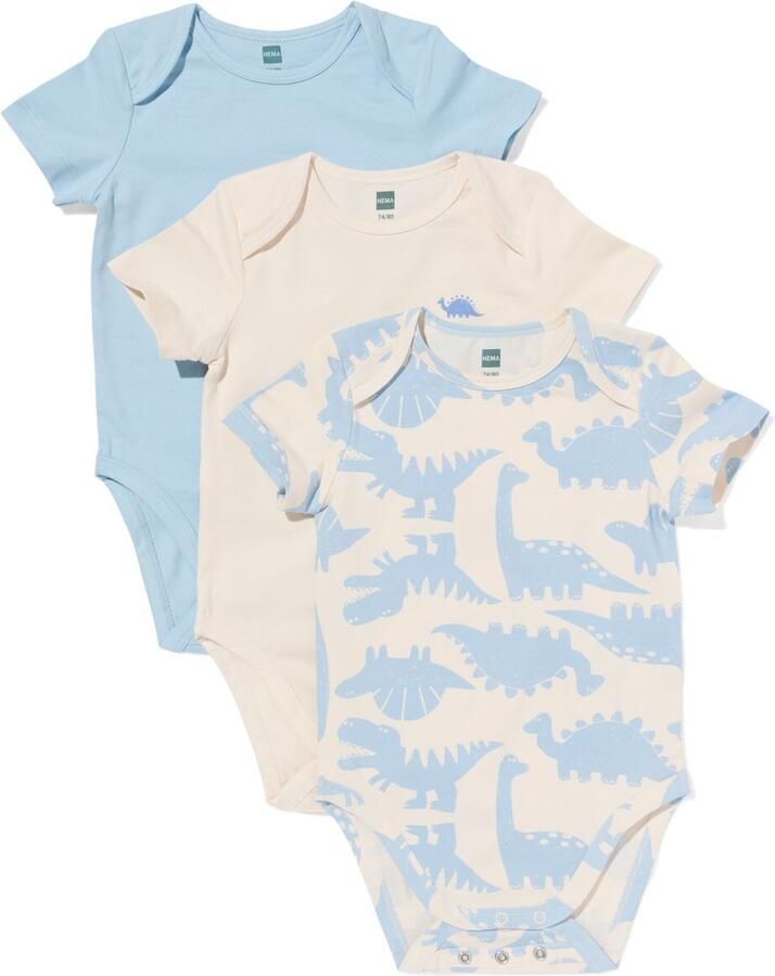 HEMA Baby Meegroeirompers Dieren 3 Stuks Blauw (blauw)