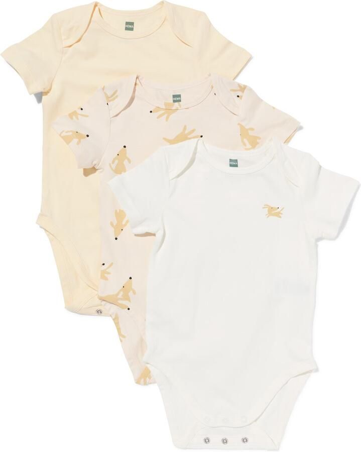 HEMA Baby Meegroeirompers Dieren 3 Stuks Naturel (naturel)