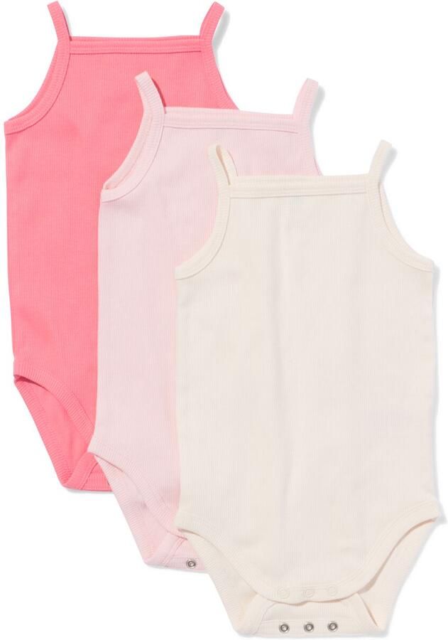 HEMA Baby Meegroeirompers Rib 3 Stuks Roze (roze)