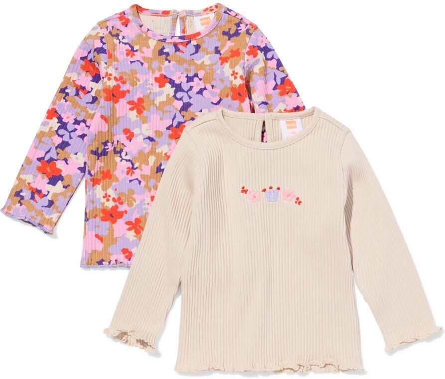 HEMA Baby Shirts Rib Bloemen Roze (roze) - Foto 2