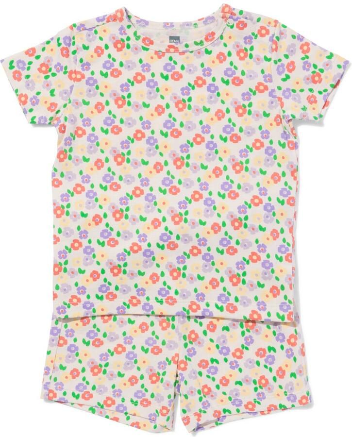 HEMA Baby Shortama Bloemen Gebroken Wit (gebroken wit)