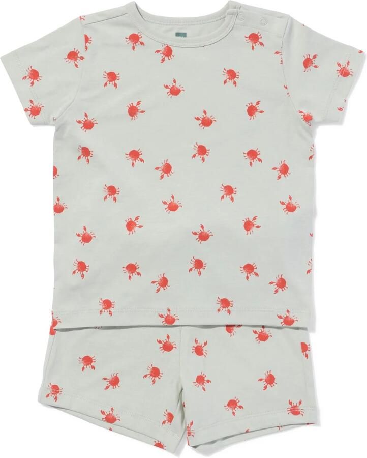 HEMA Baby Shortama Krabben Lichtblauw (lichtblauw)