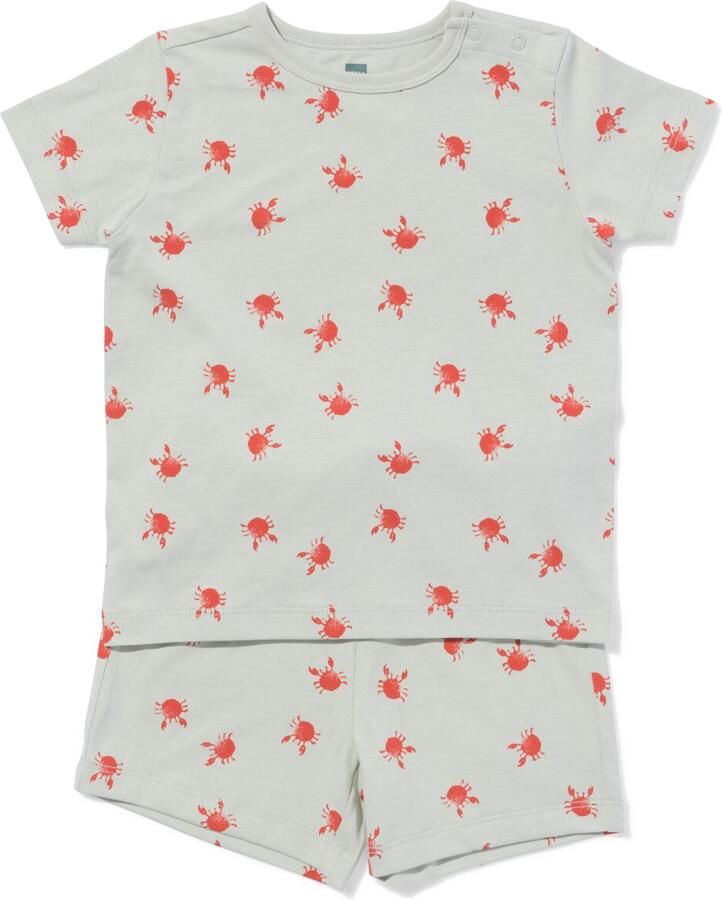 HEMA Baby Shortama Krabben Lichtblauw (lichtblauw)