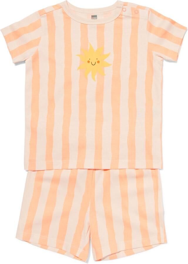 HEMA Baby Shortama Strepen Perzik (perzik)