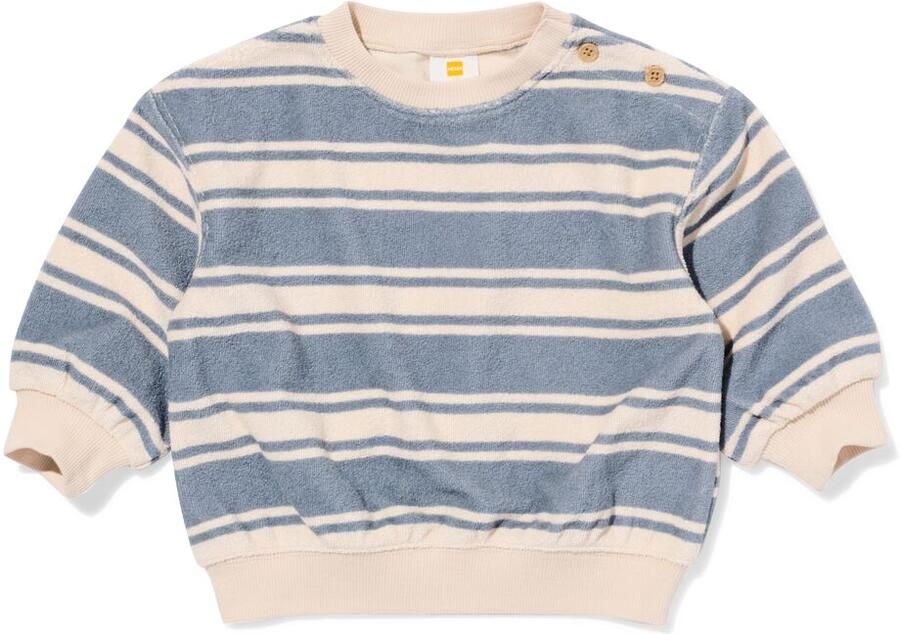 HEMA Baby Sweater Terry Strepen Blauw (blauw)