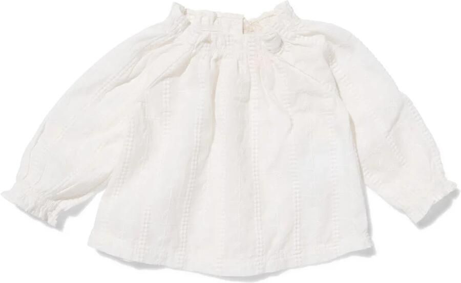 HEMA Baby T-shirt Broiderie Gebroken Wit (gebroken wit)
