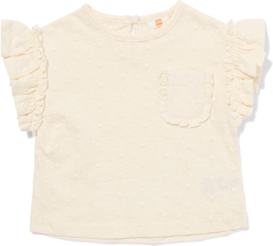HEMA Baby T-shirt Jersey Broderie Gebroken Wit (gebroken wit)