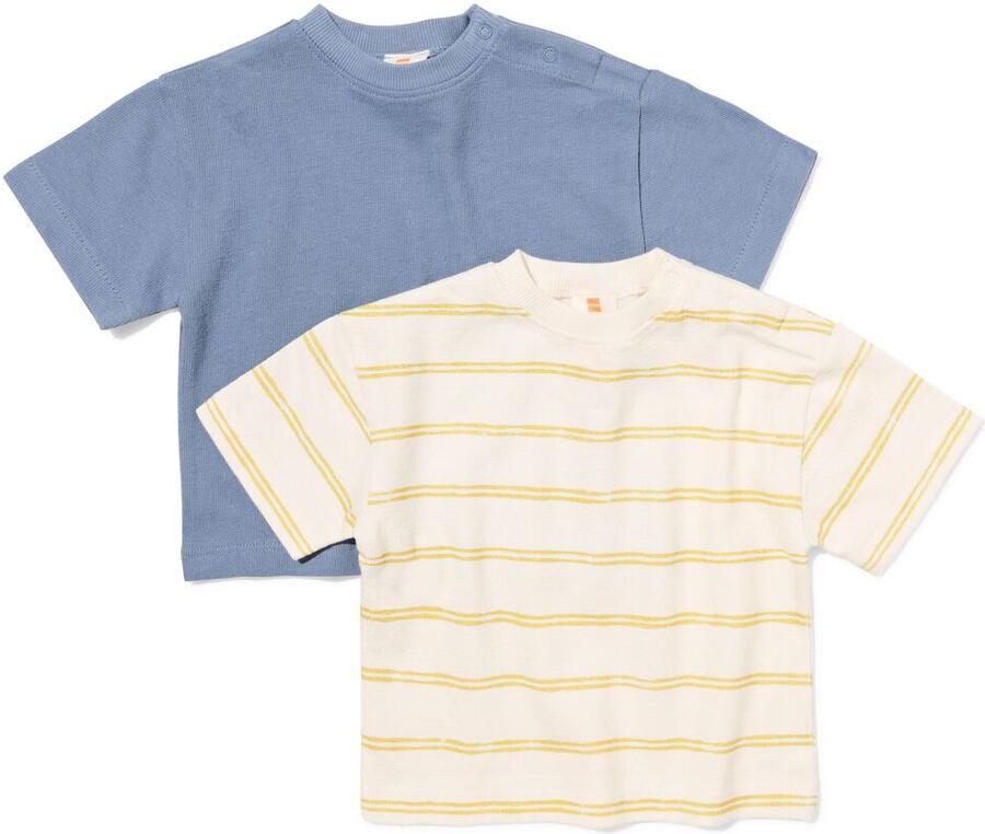 HEMA Baby T-shirt Jersey Strepen 2 Stuks Blauw (blauw) - Foto 2
