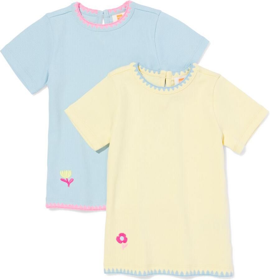 HEMA Baby T-shirt Rib 2 Stuks Blauw (blauw) - Foto 2