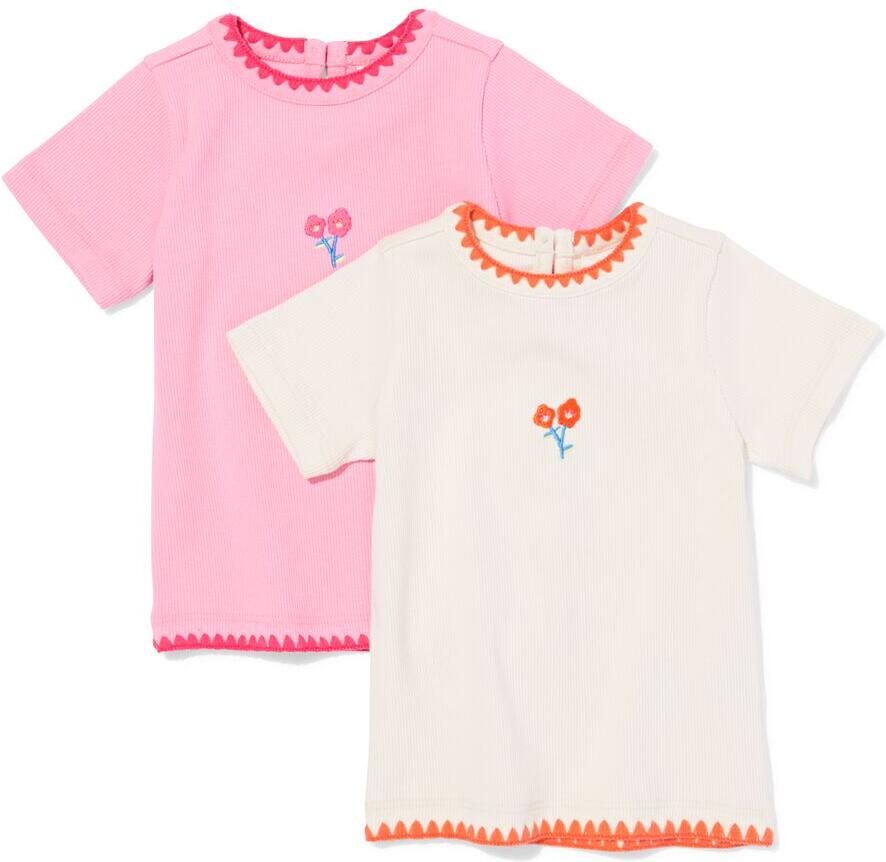 HEMA Baby T-shirt Rib 2 Stuks Roze (roze) - Foto 2