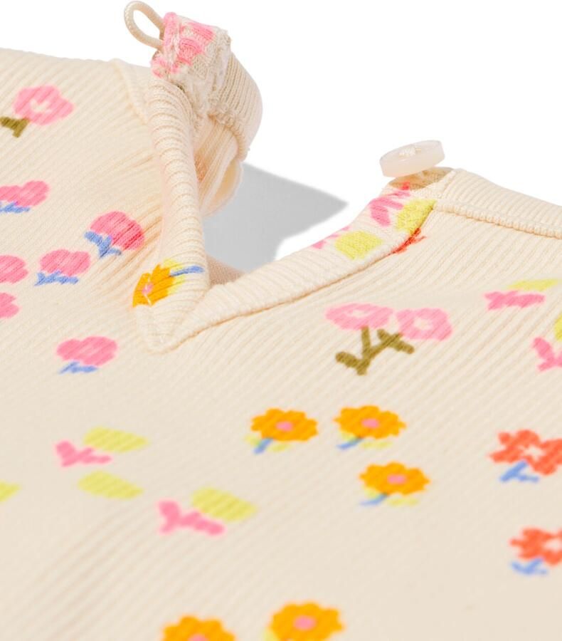 HEMA Baby T-shirt Rib Bloemen Ecru (ecru) - Foto 2