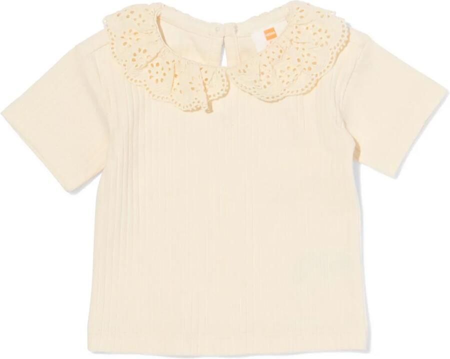 HEMA Baby T-shirt Rib Geborduurd Ecru (ecru)