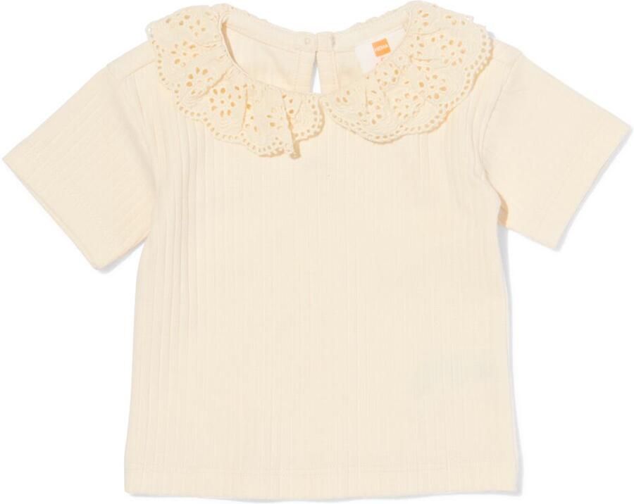 HEMA Baby T-shirt Rib Geborduurd Ecru (ecru)