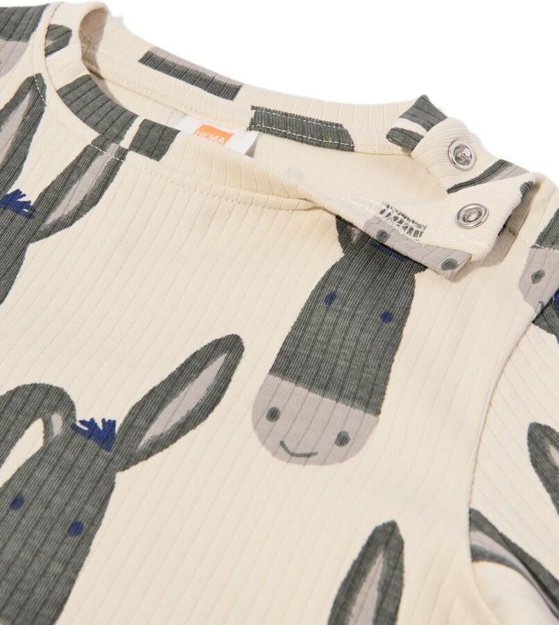 HEMA Baby T-shirt Rib Strepen Ezels 2 Stuks Blauw (blauw) - Foto 2