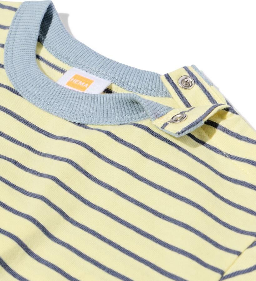 HEMA Baby T-shirt Strepen Lichtgeel (lichtgeel)