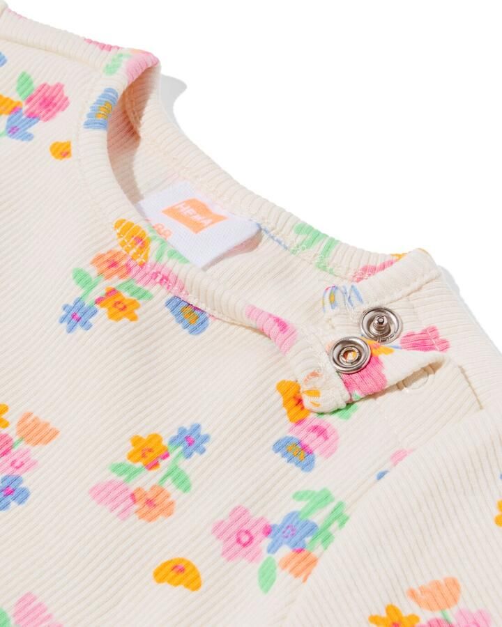 HEMA Baby T-shirts Rib Bloemen 2 Stuks Paars (paars)