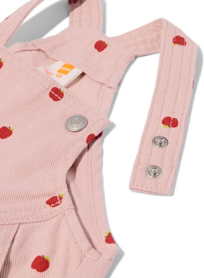 HEMA Baby Tuinbroek Appels Roze (roze) - Foto 2