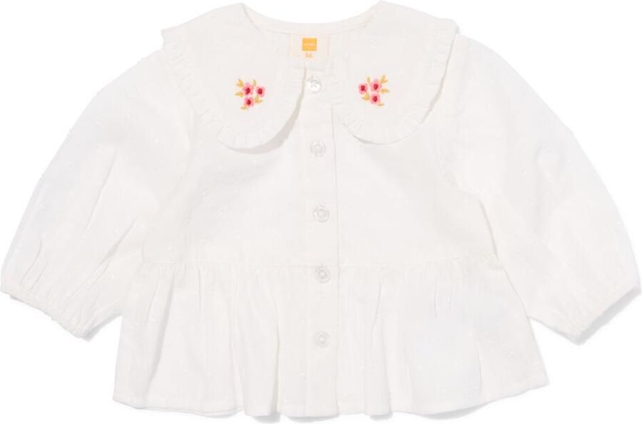 HEMA Babyblouse Bloemen Wit (wit)