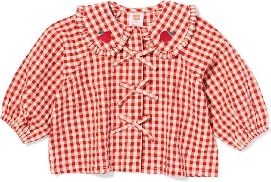 HEMA Babyblouse Seersucker Ruiten Rood (rood)