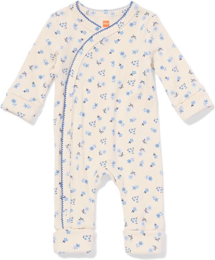 HEMA Babyboxpakje Rib Bloemen Ecru (ecru)