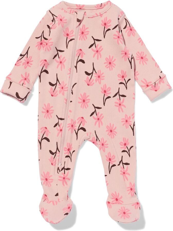 HEMA Babyboxpakje Rib Bloemen Roze (roze)