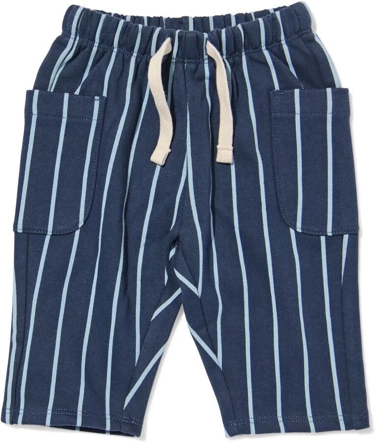 HEMA Babybroek Comfy Fit Sweatstof Strepen Blauw (blauw)