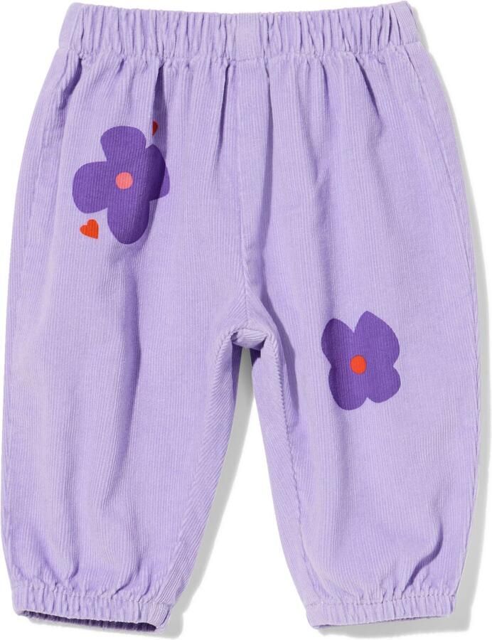 HEMA Babybroek Corduroy Bloemen Paars (paars) - Foto 2