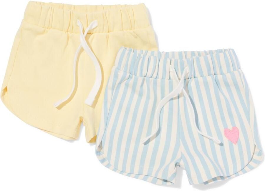HEMA Babybroeken Comfy Fit Sweatstof Strepen 2 Stuks Lichtgeel (lichtgeel) - Foto 2
